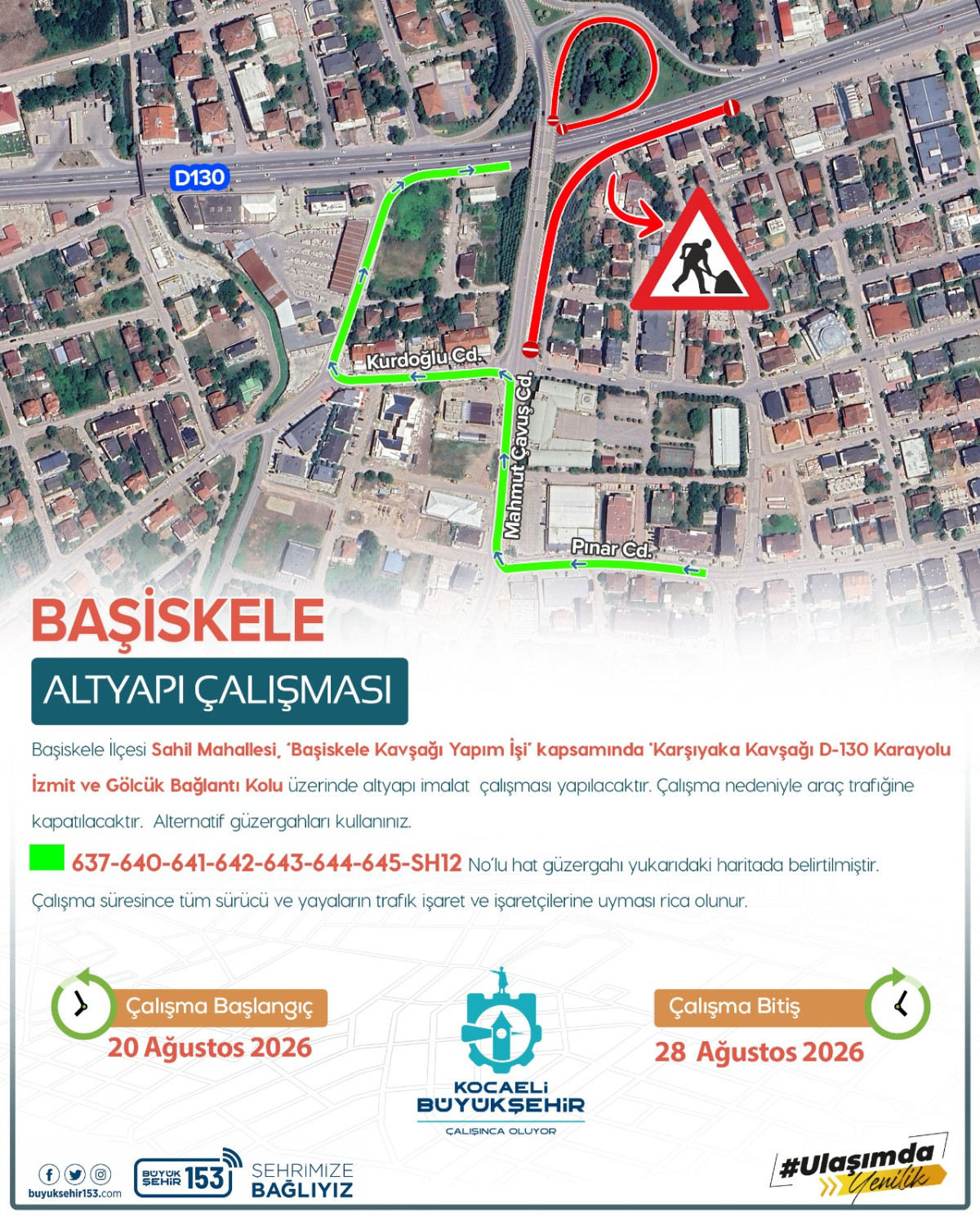 Başiskele'de Karşıyaka Kavşağı'nda Altyapı Çalışmaları Başlıyor